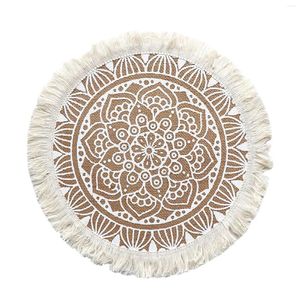 Tafelmatten 1 pk elegante jute placemats met kwastjes warmte isolatie dineren thuis decor geweven onderzetters maaltijd