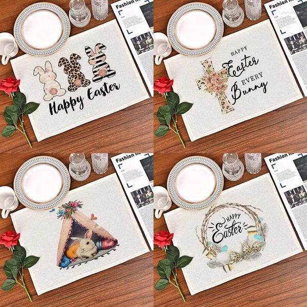 TABLEAU MATS 1PC HAPPY PAST EGG LINEN PLATEMAT DINNING CUISINE ISOLATION CUP MAT ANTISIND