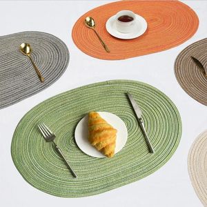 TAFELMATEN 1 PC LINEN RUNDE GEVLAAGDE PLACEMATS MAT VOOR EINT TABELS GEWIMT WASKABBABBAAR