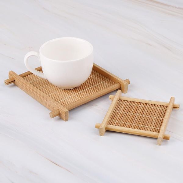Tapetes de mesa, 1 pieza, mantel individual, portavasos, almohadillas para ollas, platillo de aislamiento térmico, tapete de té de bambú, accesorios de cocina
