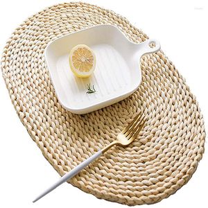 Tapis de table 1PC napperons de paille ovale en rotin salle à manger naturel fait à la main tapis tapis napperon accessoires de cuisine 30 45cm