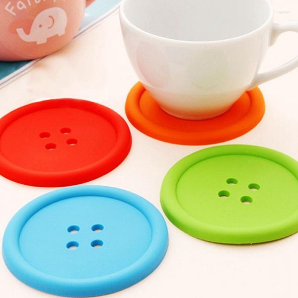 Tapetes de mesa, posavasos con botones, Mantel Individual de silicona, cojín, taza, portavasos, proveedor del hogar, 1 Uds.