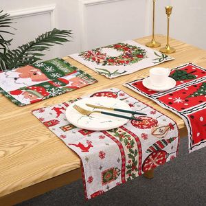 TABLEAU MATS 1PCS Décoration de Noël Créative Placemats en tissu en tricot Creative Placemats Santa Claus Small Tree Party Home El