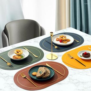 Tafelmatten 1 stks lederen placemat ovale dubbele zijkanten aanrechtmat hittebestendige eetgerei borden kussen Nordic Modern Kitchen Decor