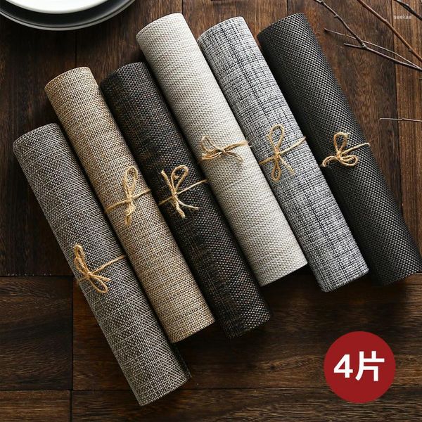 Manteles De mesa De 2/4/6 uds, manteles individuales De PVC, alfombrilla De comedor, almohadillas De disco tejidas, posavasos De cuenco De Cozinha, 30 45cm, placa, Bar, cocina, café