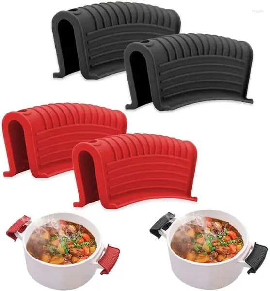 Tapis de Table, 2 paires de supports de poignée d'assistance en Silicone, couvercles de poêle en fonte, supports de casseroles à soupe