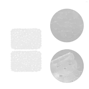 Tapis de Table 2 pièces plateau de vidange tapis d'évier de cuisine égouttoir à vaisselle protecteur de galets transparent napperon antidérapant en Pvc