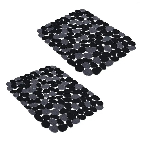 Tapis de Table 2 pièces tapis d'évier en galets protecteur polyvalent réutilisable PVC pour comptoir lavabo verrerie verres à pied plats