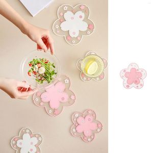 Tapis de table 25 # maison tapis en silicone fille coeur mignon bol antidérapant fleur de cerisier thé napperon manique