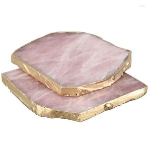 Tafelmatten 2 stks agaat plak roze theekopje decoratief ontwerp steengouden randen home decor edelsteen Natural C