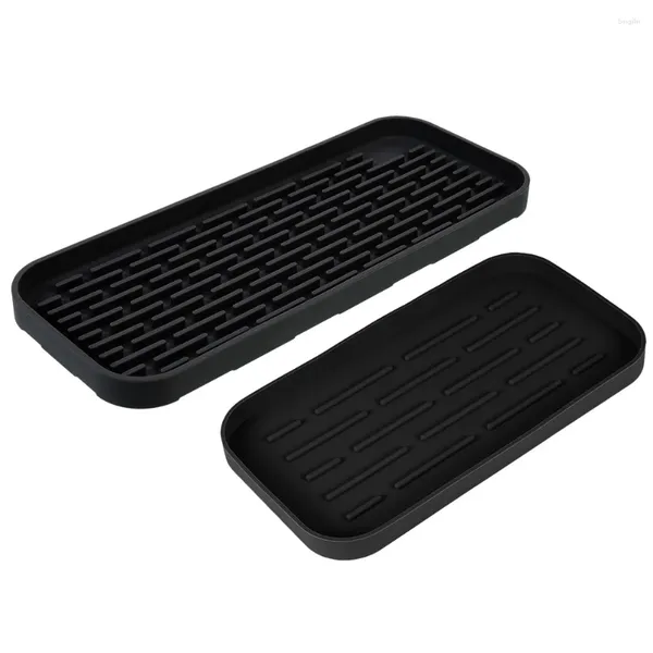 Tapetes de mesa 2 piezas Fregadero de cocina Bandeja de mostrador de baño Soporte de almacenamiento Tocador de inodoro