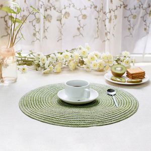 Tapis de table 2 pièces/lot tapis décoratif napperons ronds tricotés à la main coton nappe en lin coussin isolation thermique