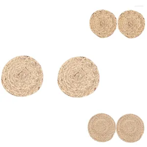 Placemats 2 stuks natuurlijke waterpompoen geweven placemat ronde rotan mat tropische bruiloft