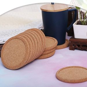 Tafelmatten 2 stks houten warmte isolatie niet-slip placemat thee-onderzetters beker houder mat pads voor koffiedranken ronde kurk decor