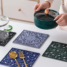 Placemats 3 stuks siliconen mat vierkante holle hittebestendige keuken servies moderne huisdecoratie bureau pad gerechten pot placemat