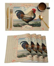 TABLEAU MATS 4/6 PCS ANIMAL ROOSTER FARMAT PLATEMAT CUISINE DÉCORME DE MAISON MATE DINING MATE