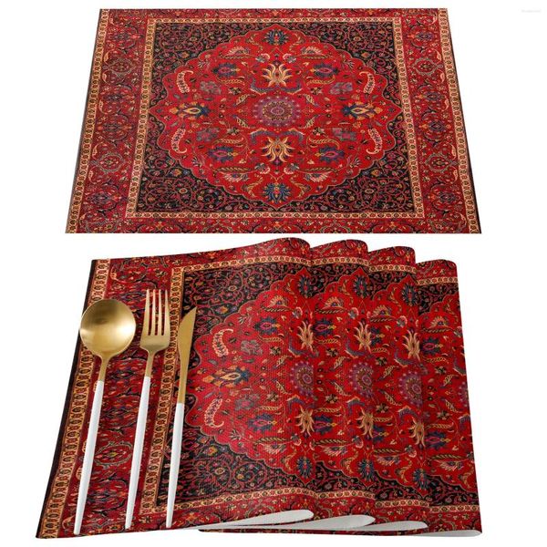 Tapis de Table 4/6 pièces, napperon persan, accessoires de cuisine, dessous de verre pour café et thé