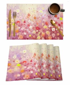 Tafelmatten 4/6 pc's Lente bloemen Daisy Oil Painting Abstract Placemat Keuken Home Decor Dining Coffee Mat