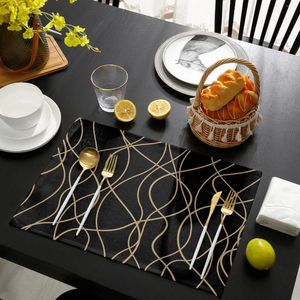 Placemats 4/6st Placemats Lijnen Moderne Kunst Keuken Eetkamer Decor Accessoires Hittebestendig Linnen Servies Pads Coaster Set