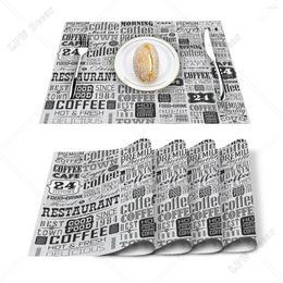 Esteras de mesa 4/6pcs conjunto de texto vintage café servilleta de algodón estampado accesorios de cocina para fiestes decorativos