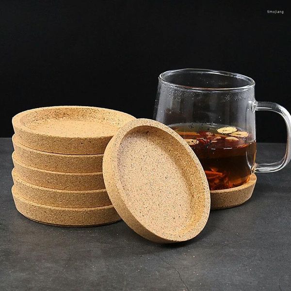 Tapis de table 4 pouces sous-verres ronds en liège naturel soucoupes réutilisables absorbantes résistantes à la chaleur pour tasse à café tasse à thé boissons froides verres à vin tapis