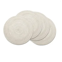 Tapis de Table tissé rond Beige, ensemble de 4 pièces, tapis de repas, vaisselle, coussin de tasse, multi-usages, haute qualité, économique, pratique et fiable