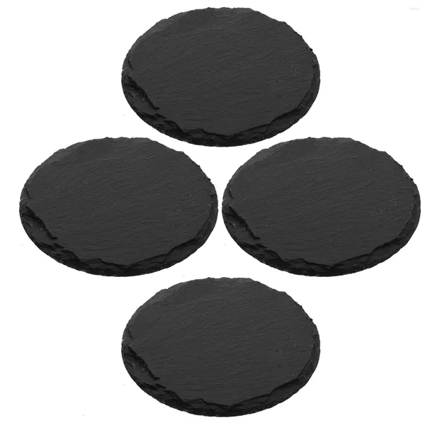 Tapetes de mesa 4 Uds posavasos pizarra taza piedra bebida estera soporte corazón taza de café Pad coche Natural bebidas redondas juego de té salvamanteles en blanco