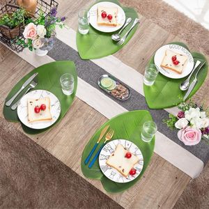 Tapis de table 4 pièces forme de feuille EVA plante artificielle feuilles tapis banane doux napperons à manger pour la maison