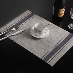 Tafelmatten 4 stks/set Europese placemats wasbare plaatblokken pvc plaats voor dineren geruite rechthoekige mat