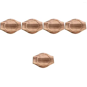 Placemats 5 Count Stone Bowl Mat Wood Stand Multifunctionele braadpanhouder Desktop Houten voet Huishouden