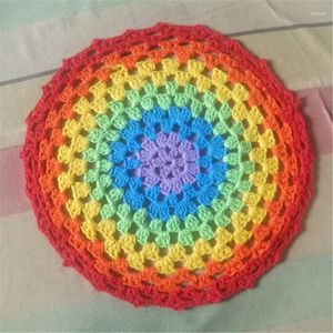 Tapis de Table en dentelle Crochet ronde colorée de 20cm, 5 pièces, pour décoration de mariage, napperons de différentes couleurs comme vaisselle de cuisine