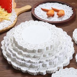 Tafelmatten 50 stks wit kanten papier Doilies Placemats DIY Box verpakking Geschenkwikkeling ambachten voor bruiloftsfeest gunsten decoratiemat