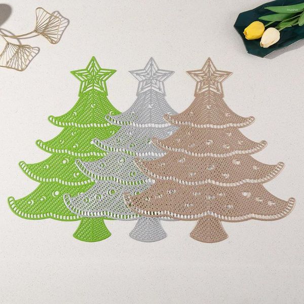 Tapis de Table 6/4 pièces, napperons nordiques pour arbre de noël, tapis Anti-brûlure, lumière américaine, luxe, décoration de salle à manger ajourée pour la maison