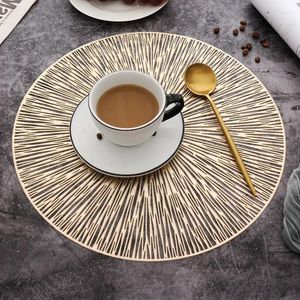 Placemats 6/4 Stuks Placemats Ronde Restaurant Holle Pvc Decoratie Maaltijd Mat Anti-Eetkamer Lijn Steak plaat Pad Woninginrichting