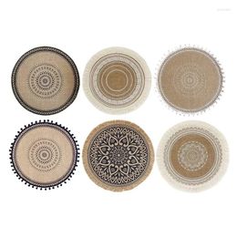 Tafelmatten 6 Pack geweven placemats wasbaar ronde 38 cm boho katoenen onderzetters warmtebestendig voor keukenfeestje bruiloft