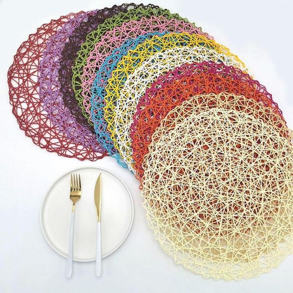 Tapis de table 6pcs Corde en papier fin Sets de table à tricoter désordonnés Restaurant Décoration Maternelle Accessoires de bricolage