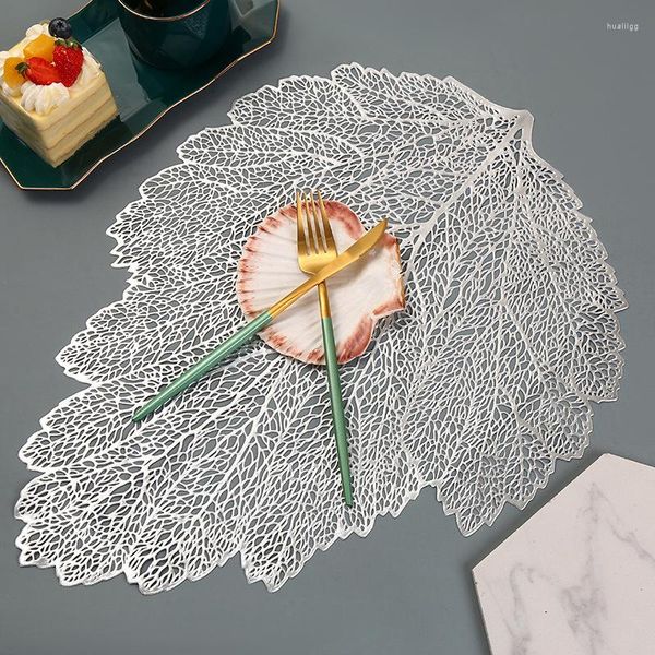 Tapis de table 6 Pcs/Lot feuille motif napperon café PVC maison fête décoration lavable boisson sous-verres Pad cuisine décor CD011