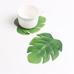 Tafelmatten 6 stks Placemats mok cup kom mat kunstmatige tropische palmbladeren eva pad koffie thee drink cuiters hawaii themafeestje decor