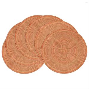 TABLEAU MATS 6PCS ROUNDE TREDEDED PLATEMATS SET DE 6 Circle Place Washable 15 pouces pour manger du mariage