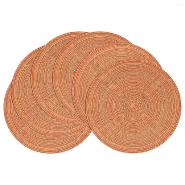 Alfombrillas de mesa 6 PCS Pillones de mantel trenzados redondos de 6 Círculo Circle Place Lavable 15 pulgadas para la fiesta de bodas de comidas