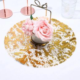 TABLEAU MATS 6PCS ROND FOIR GOLD MAT MATE PLACEMAT DE TEA Table Varelles Anniversaire Mariage Party de Noël Décoration de la maison