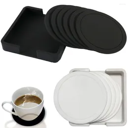Tableaux de table 7pcs / Set Res résistant à la chaleur Taule à thé non glissée Tasse de thé à thé rond Color Color Coasters décorations pour tasse de café