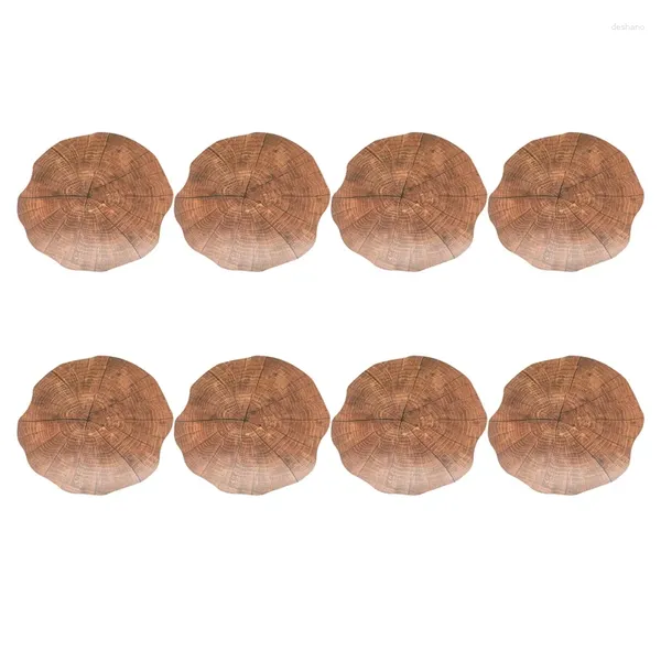 Tapis de Table rond Imitation Grain de bois, napperon décoratif isolant antidérapant, accessoires de décoration de cuisine, 8 pièces