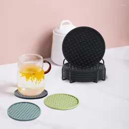 Tapis de table 8 pièces sous-verres en silicone boisson avec support résistant à la chaleur tapis de tasse de thé Protection de table antidérapant