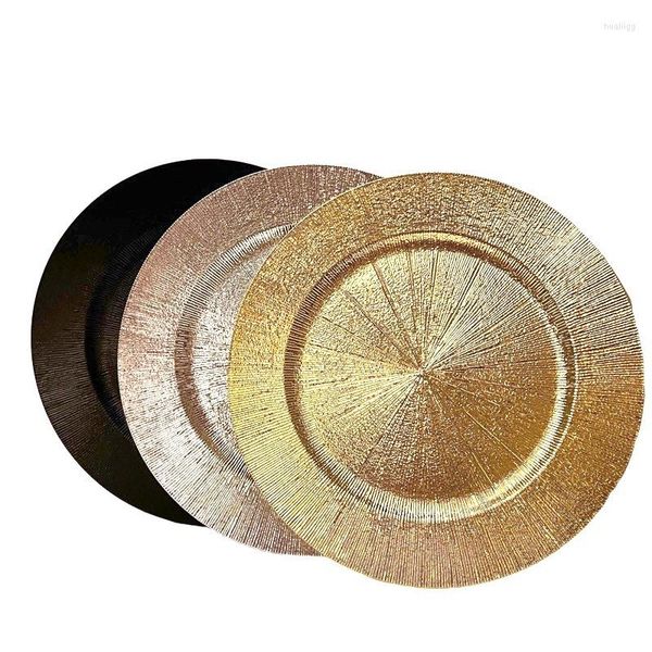 Tapetes de mesa 8 unids/set Europa diámetro 33cm placas de plástico dorado/plateado platos aislantes estera resistente al calor GRP01