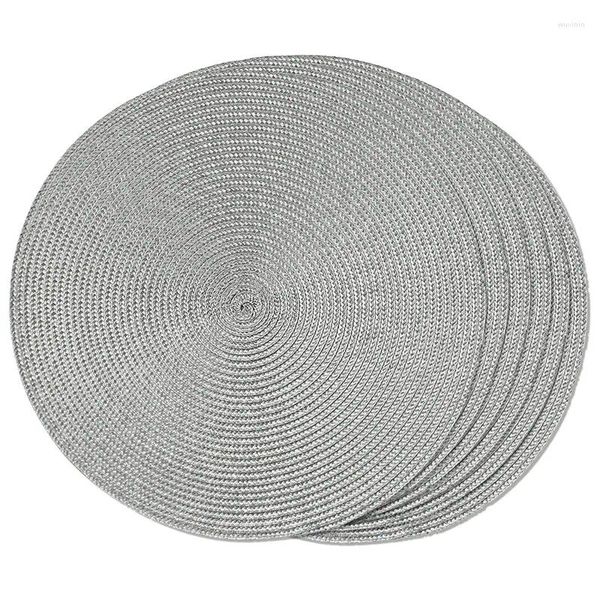 Table Mats ABSF Round Placemats tressés Set de 6 pour les tables à manger Tablets Woven Waspable Not Slip Place 15 pouces