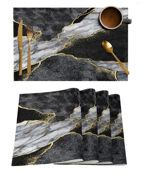 Table Mats Abstract Black White Marble Placemat pour manger Vide de table 4 / 6pcs Cuisine Dish Pad Counter Top Home Decoration