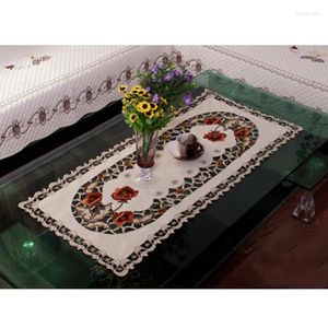 Placemats Accessoires Tafelkleed Thuis 40 85cm Bloemen Vintage Geborduurde Kanten Mat Decoratiehoes Satijnen Stof Wasbaar