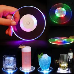 Tapis de Table en cristal acrylique Ultra-mince, barre lumineuse LED, Base Flash pour Cocktail, lampe d'éclairage de barman, napperon de salle à manger