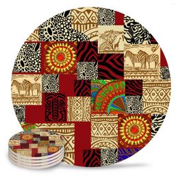 Tafelmatten Afrikaanse etnische stijl keramische set koffie thee Cup Coasters Keukenaccessoires Round Placemat